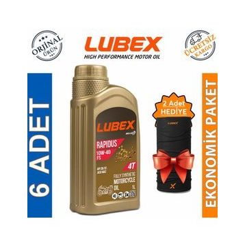 Lubex Rapidus FS 10W-40 1 Lt 6'lı 4 Zamanlı Motosiklet Yağı