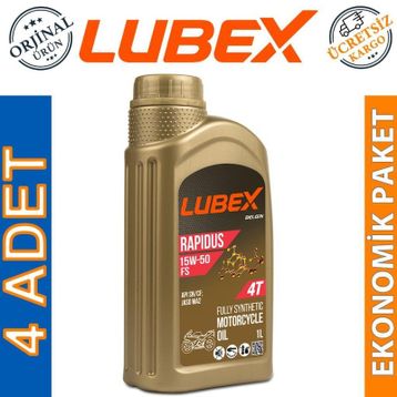 Lubex Rapidus FS 15W-50 1 Lt 4'lü 4 Zamanlı Motosiklet Yağı