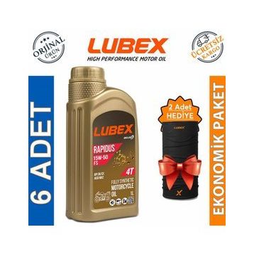 Lubex Rapidus FS 15W-50 1 Lt 6'lı 4 Zamanlı Motosiklet Yağı