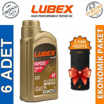 Lubex Rapidus FS 15W-50 1 Lt 6'lı 4 Zamanlı Motosiklet Yağı