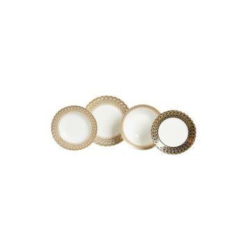 Lucky Art 67 Parça Isadora Bone China Porselen Gold Kenar Detaylı Klasik Yemek Takımı