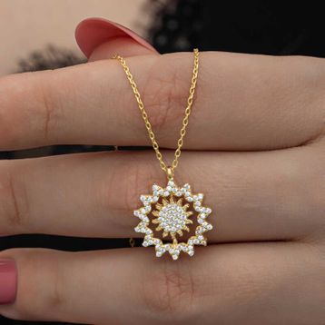 Lucky Gümüş Gold Güneş Kadın Kolye