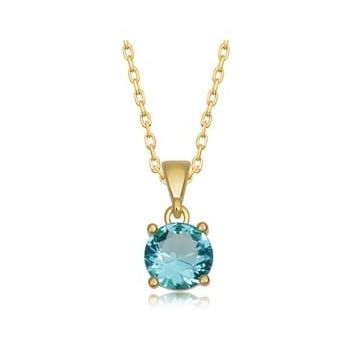 Lucky Gümüş Gold Turkuaz Kristal Yuvarlak Taşlı Kadın Kolye