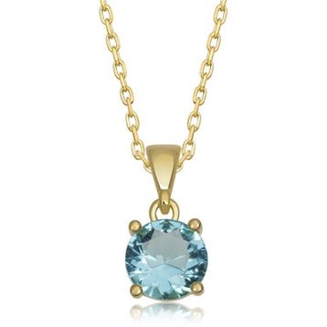 Lucky Gümüş Gold Turkuaz Kristal Yuvarlak Taşlı Kadın Kolye