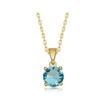 Lucky Gümüş Gold Turkuaz Kristal Yuvarlak Taşlı Kadın Kolye