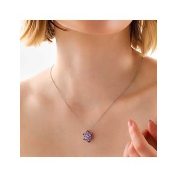 Lucky Gümüş Mor Lotus Çiçeği Kadın Kolye