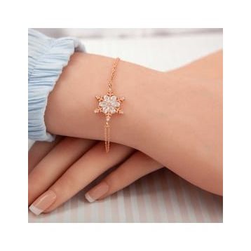 Lucky Gümüş Rose Kar Çiçeği Kadın Bileklik