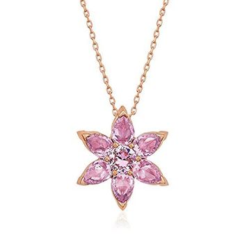 Lucky Gümüş Rose Pembe Çiçek Kolye