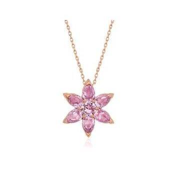 Lucky Gümüş Rose Pembe Çiçek Kolye