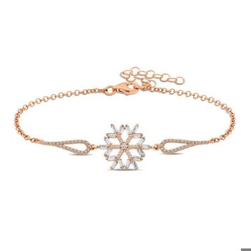 Lucky Life 925 Ayar Gümüş Rose Baget Taşlı Kar Tanesi Bileklik