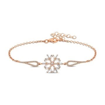 Lucky Life 925 Ayar Gümüş Rose Baget Taşlı Kar Tanesi Bileklik