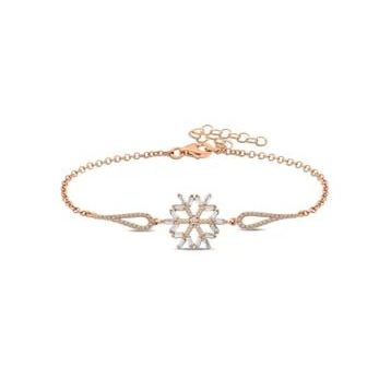 Lucky Life 925 Ayar Gümüş Rose Baget Taşlı Kar Tanesi Bileklik