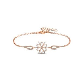 Lucky Life 925 Ayar Gümüş Rose Baget Taşlı Kar Tanesi Bileklik