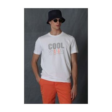 Lufian 111020173 Beyaz Maya Modern Grafik Erkek T-Shirt