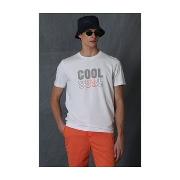Lufian 111020173 Beyaz Maya Modern Grafik Erkek T-Shirt