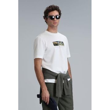 Lufian 111020193 Kırık Beyaz Erkek T-shirt