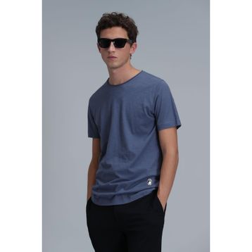 Lufian 111020203 Gece Mavisi Bisiklet Yaka Kısa Kollu Erkek T-shirt
