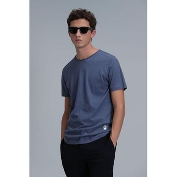 Lufian 111020203 Gece Mavisi Bisiklet Yaka Kısa Kollu Erkek T-shirt