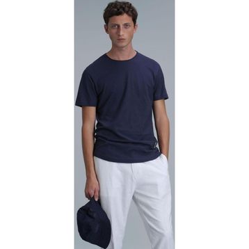 Lufian 111020203 Junya Açık Lacivert Basic Erkek T-Shirt