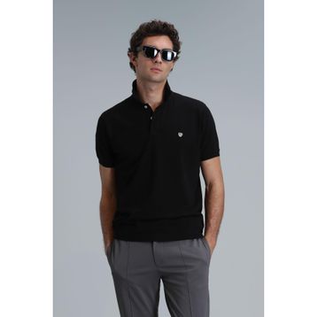 Lufian 111040164-100100 Laon Siyah Günlük Polo Yaka Erkek T-shirt