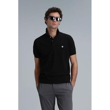 Lufian 111040164-100100 Laon Siyah Günlük Polo Yaka Erkek T-shirt