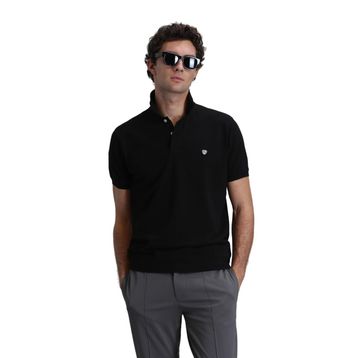 Lufian 111040164-100100 Laon Siyah Günlük Polo Yaka Erkek T-shirt