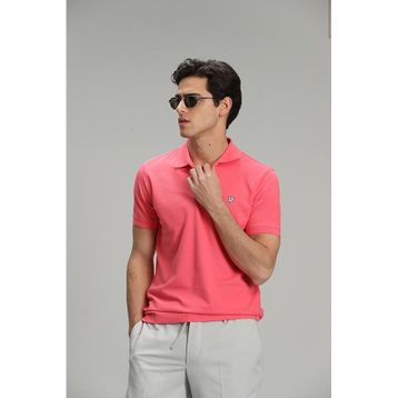 Lufian 627111040091 Şeker Pembe Laon Spor Polo Yaka Erkek T-shirt
