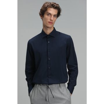 Lufian Austın Slim Fit Lacivert Erkek Basic Gömlek