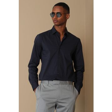 Lufian Austın Slim Fit Lacivert Erkek Basic Gömlek