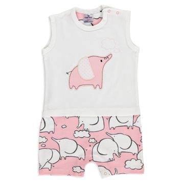 Luggi Tiny Elephant Pamuklu Bisiklet Yaka Pembe Kız Bebek Barbatöz