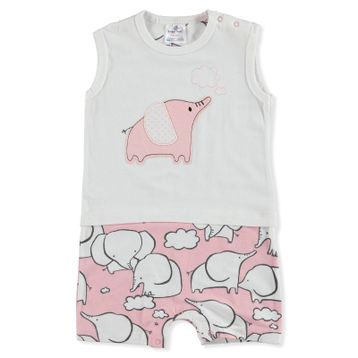 Luggi Tiny Elephant Pamuklu Bisiklet Yaka Pembe Kız Bebek Barbatöz