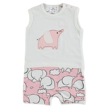 Luggi Tiny Elephant Pamuklu Bisiklet Yaka Pembe Kız Bebek Barbatöz