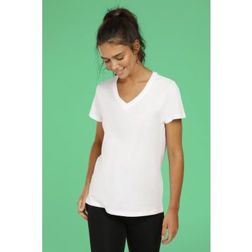 Lumberjack Ct132 Basıc Modal V Neck Beyaz Kadın T-shirt