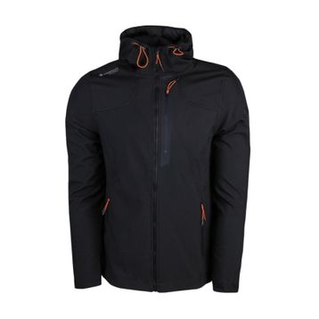 Lumberjack GT17 New Trend Softshell 1PR Kapsonlu Fermuarlı 3 Cep Göğüs Cep Fosfor Şeritli Siyah Erkek Ceket