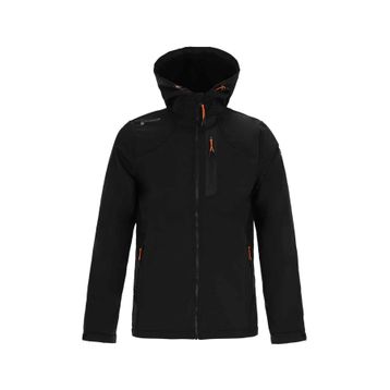 Lumberjack GT17 New Trend Softshell 1PR Kapsonlu Fermuarlı 3 Cep Göğüs Cep Fosfor Şeritli Siyah Erkek Ceket
