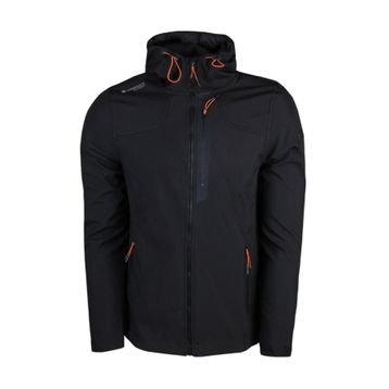 Lumberjack GT17 New Trend Softshell 1PR Kapsonlu Fermuarlı 3 Cep Göğüs Cep Fosfor Şeritli Siyah Erkek Ceket