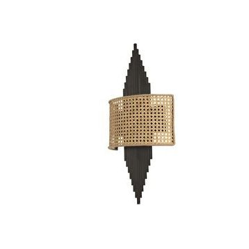 Lumexx Aslı Siyah Oval Rattan Abajurlu Aplik