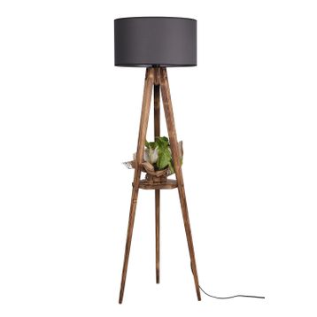 Lumexx Sehbalı Tripod Yanık Silindir Koyu Gri Abajurlu Lambader