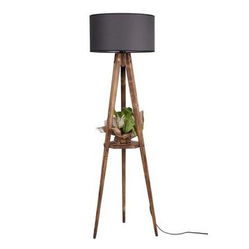 Lumexx Silindir Koyu Gri Abajurlu Yanık Sehpalı Tripod Lambader