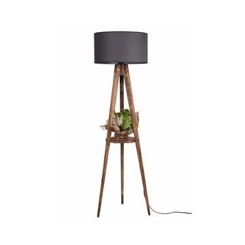 Lumexx Silindir Koyu Gri Abajurlu Yanık Sehpalı Tripod Lambader