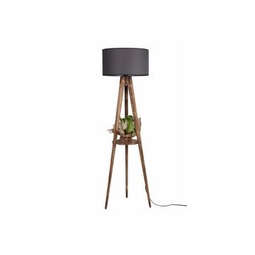 Lumexx Silindir Koyu Gri Abajurlu Yanık Sehpalı Tripod Lambader