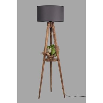 Lumexx Silindir Koyu Gri Abajurlu Yanık Sehpalı Tripod Lambader