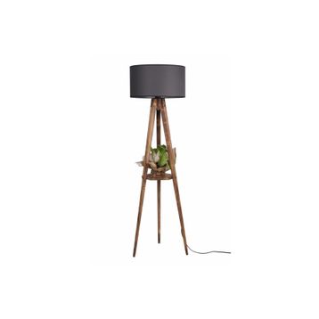 Lumexx Silindir Koyu Gri Abajurlu Yanık Sehpalı Tripod Lambader