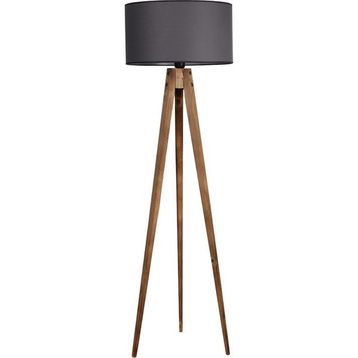 Lumexx Silindir Koyu Gri Abajurlu Yanık Sehpalı Tripod Lambader