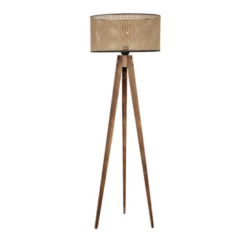 Lumexx Tripod Yanık Silindir Rattan Abajurlu Lambader