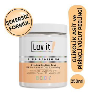 Luv It Glikolik Asit Vücut Peelingi Pirinç Özlü Hyalüronik Asit İçeren 250 ml Body Scrub