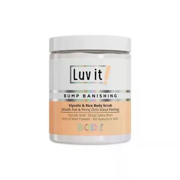 Luv It Glikolik Asit Vücut Peelingi Pirinç Özlü Hyalüronik Asit İçeren 250 ml Body Scrub