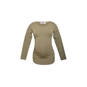 LuvmaBelly 2301-2309 Pamuklu Uzun Kollu Haki Hamile T-Shirt
