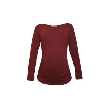 LuvmaBelly 2301-2309 Pamuklu Uzun Kollu Kırmızı Hamile T-Shirt