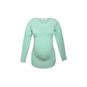 LuvmaBelly 2301-2309 Pamuklu Uzun Kollu Mint Yeşili Hamile T-Shirt